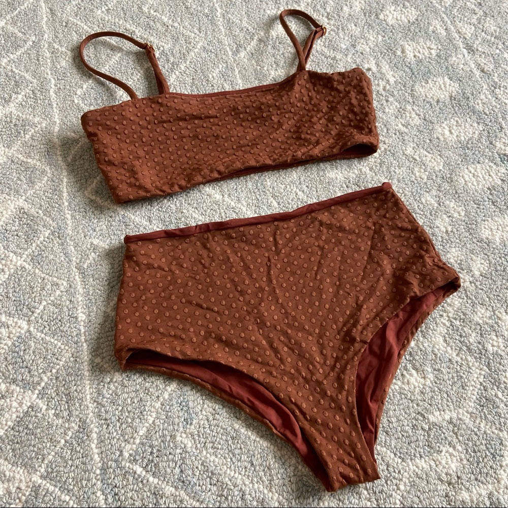 L*Space On the Dot Texure Rebel Bikini set in Tobacco